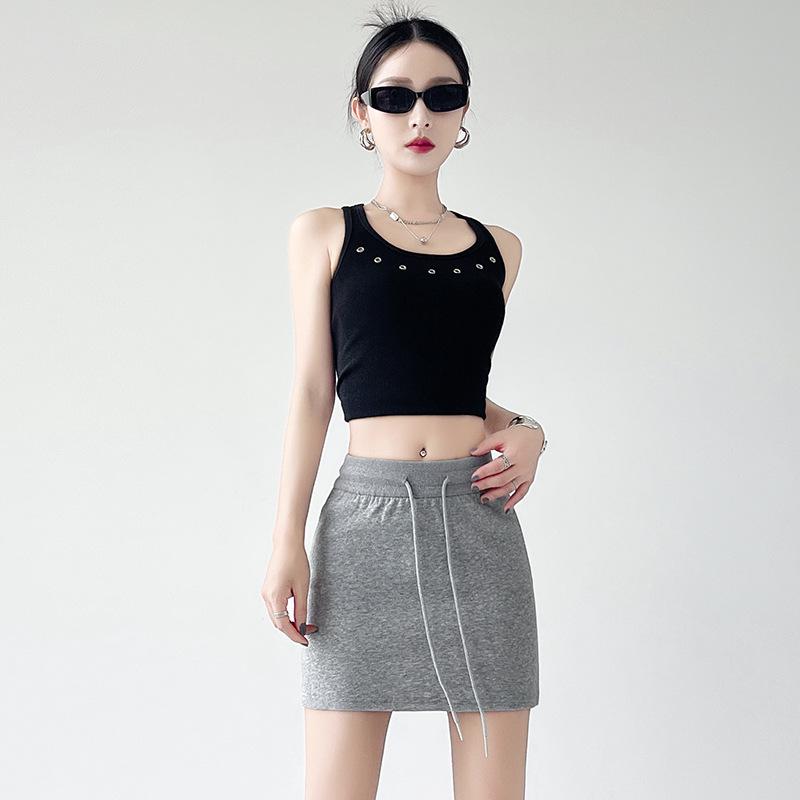 

Summer 2025 Douyin-Style Women s High-Waist Slimming A-Line Mini Skirt - Versatile, Hip-Hugging Design XL (120-130 jin) светло-серый