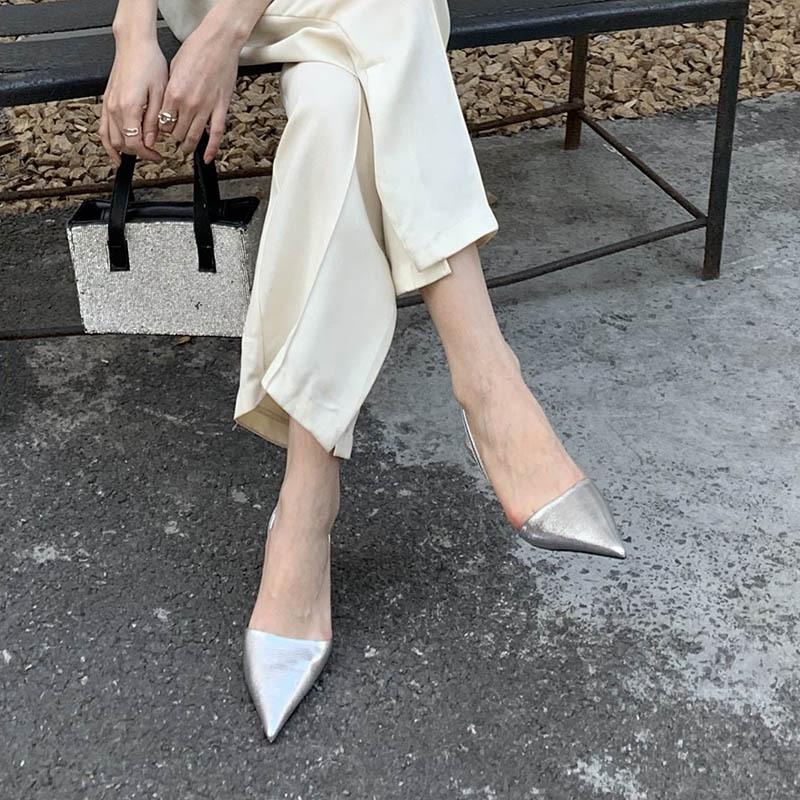 Low-heeled Sandals, New Fashion Bag Head, Thin-heeled Sandals, Women's Pointed Back Empty Shallow Mouth Women's Shoes