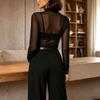 Women's Sheer Mesh Mock Neck T-Shirt Slim Fit Base Layer Top for and Daily Wear