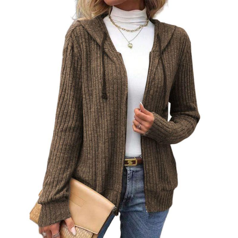 Women's Zipper Cardigan Long-Sleeve Hooded Jacket