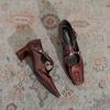 Cross-buckle Spring New Mary Jane Women's Shoes Square Head Retro Silver Thick Heel Light Mouth Versatile Single Shoes