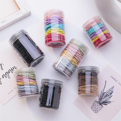100 ks/sada Dámské gumičky do vlasů Nový styl Barevné Malé Elastické Čelenky Dětské Dětské Vlasové doplňky Gumové Pokrývky hlavy