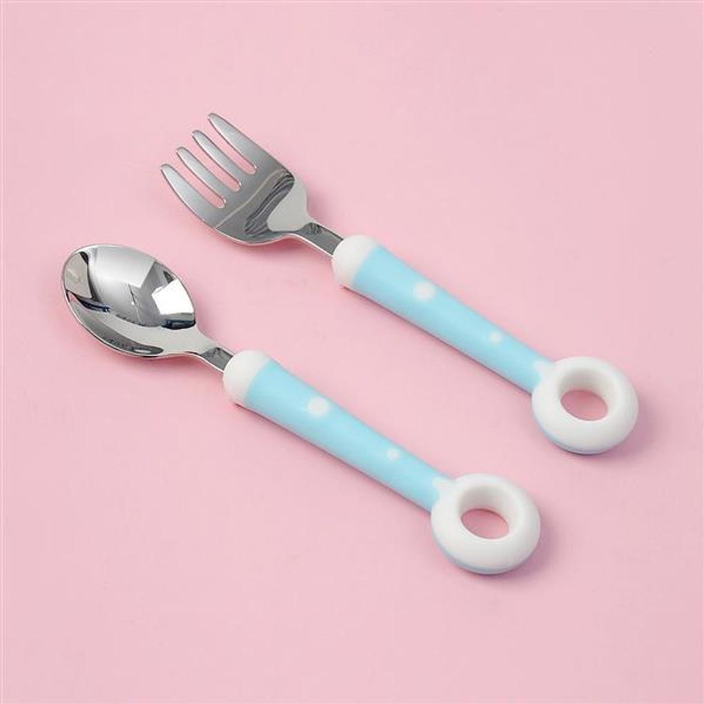Poly Kleinkind Donut Löffel- und Gabelset (blau) Kinderlöffel