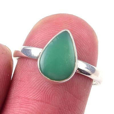 Natural Chrysoprase Gemstone Handmade 925 Solid Sterling Silver Ring Size 7 A5y46