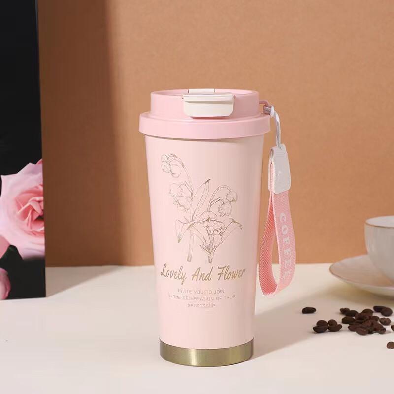 Shangqi Pink Lily of the Valley Insulated Cup