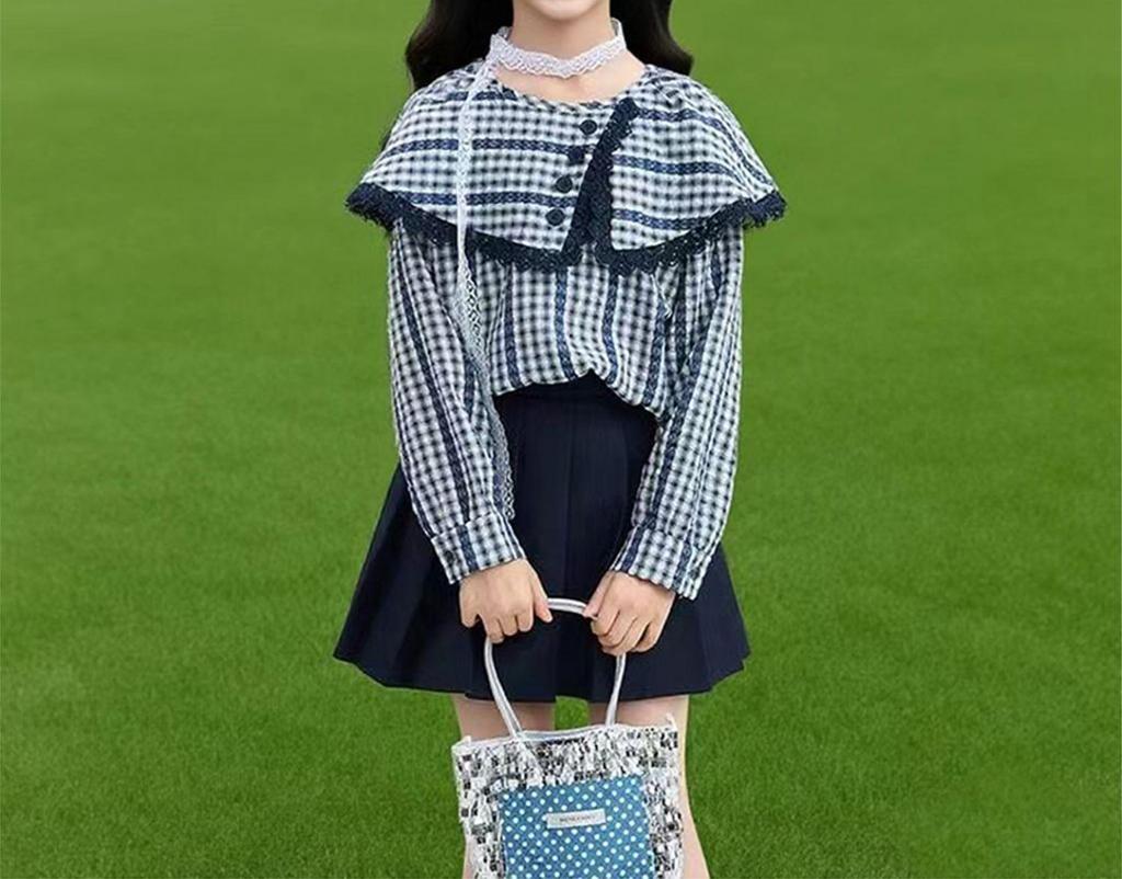 2025 Módní dívčí kostkovaná bunda: Stylové jarní a podzimní oblečení pro děti