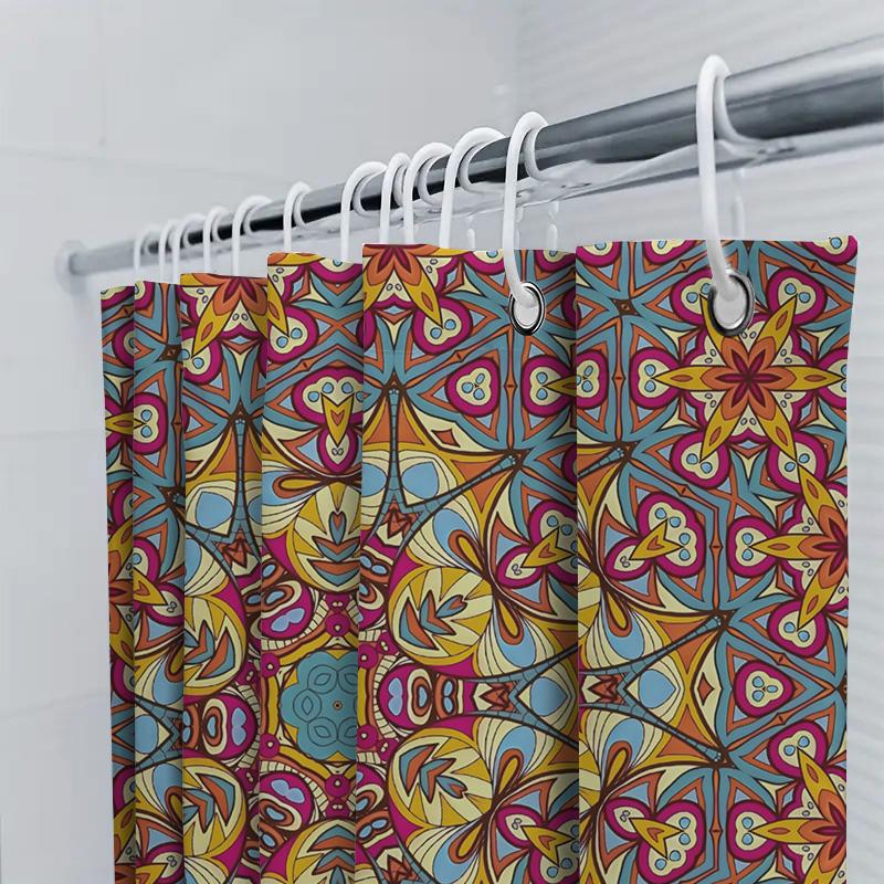 Energetic Blue Red Yellow Shower Curtain Decorative Pattern Bathroom Liner With Grommets (60X72) Flower Shower Curtain Waterproo