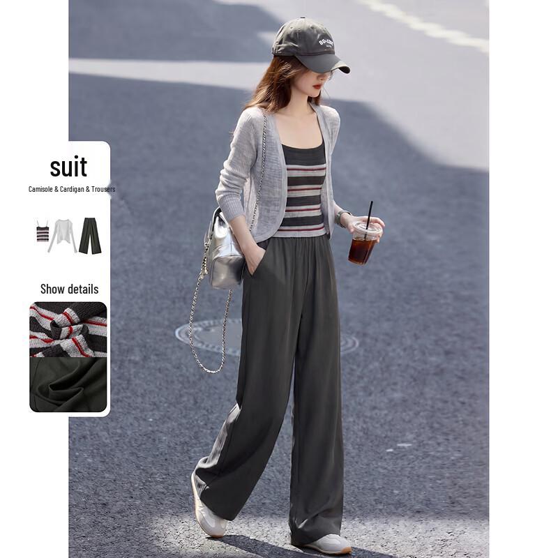 Awakening Paradise Striped Casual Three-Piece Set L