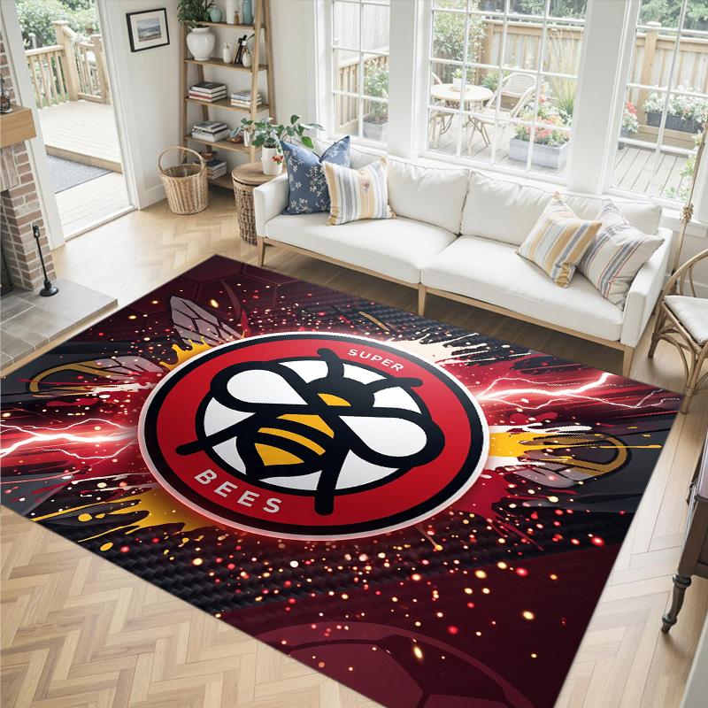 Brentford Football Design Crystal Velvet Carpet Cozy Non?Slip Printed Rug For Bedroom Living Room Entrance