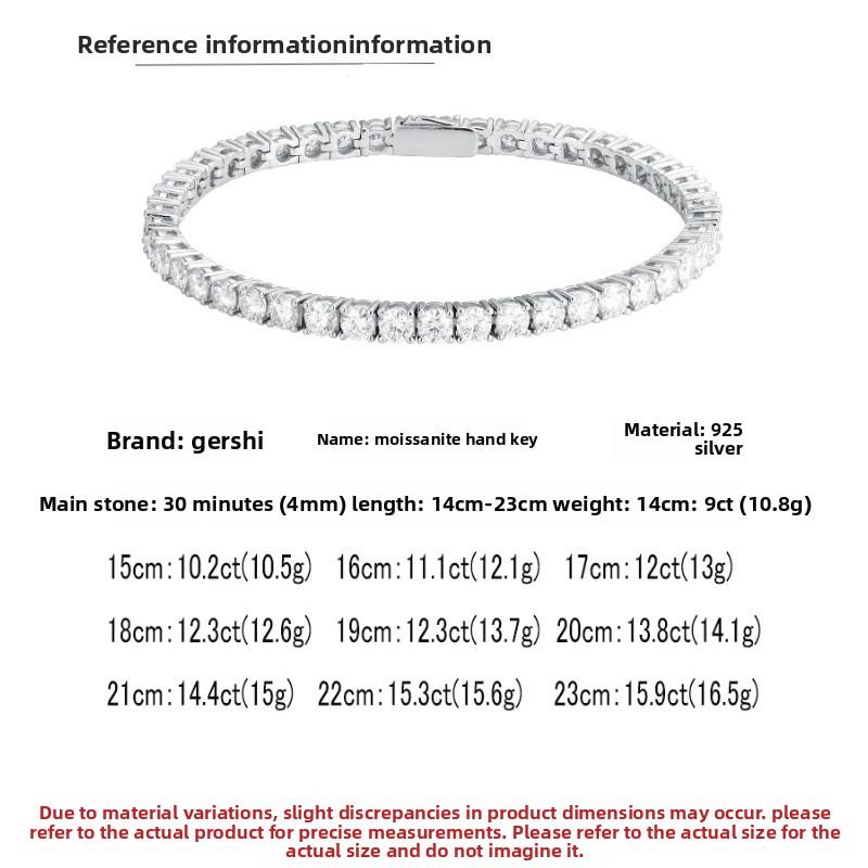 Hidden buckle full of diamond moissanite bracelet, male and female couples S925 sterling silver flash simple trendy light luxury temperament