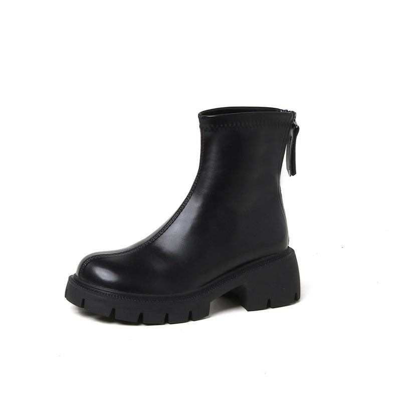 Huizhou women's boots autumn and winter thick-soled Martin boots velvet short boots versatile thin boots elastic boots non-slip and wear-resistant