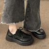 3543 Wind Small Leather Shoes Women's 41 Retro Big Head Shoes Muffin Platform Lace-up Student Single Shoes 42