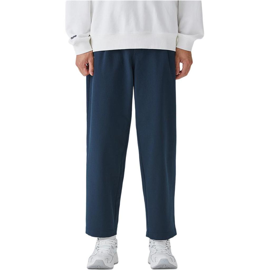Mizuno Solid Color Loose Straight Leg Woven Casual Pants Men Bottoms Navy-Blue D2CF31H1-15