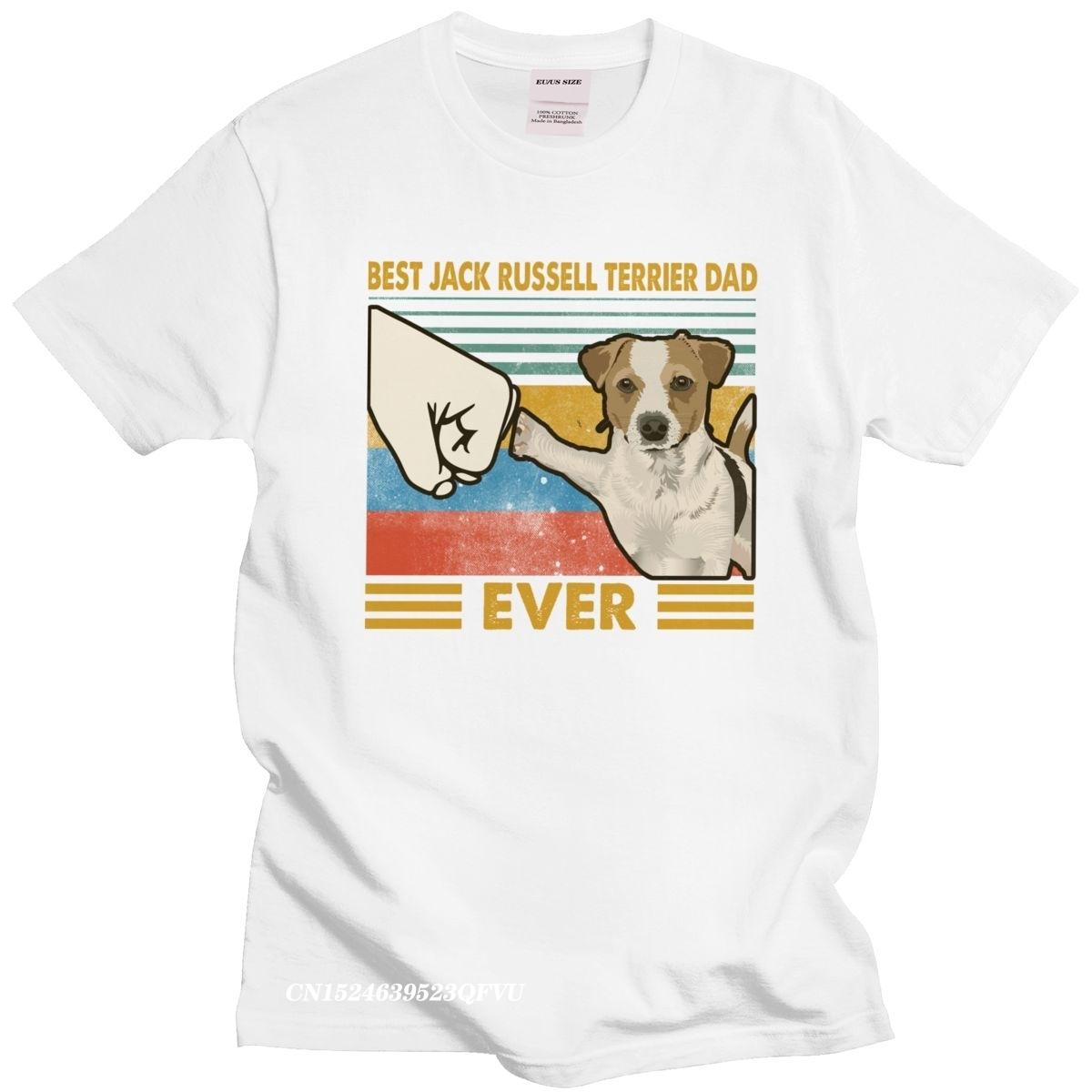 

Retro Best Jack Russell Terrier Dad Ever For Men Camisas Men Dog Lover Summer TShirt Soft Cotton Tee Gift S