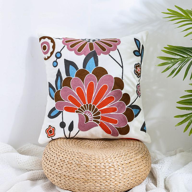 Ins Floral Embroidery Pillow Case Living Room Sofa Decoration Flower Bedroom Bedside Pillow