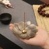 Brûleur d'encens bâtons porte-encens en laiton forme de Lotus amovible cendrier lisse résistant à la chaleur fournitures de décoration de la maison