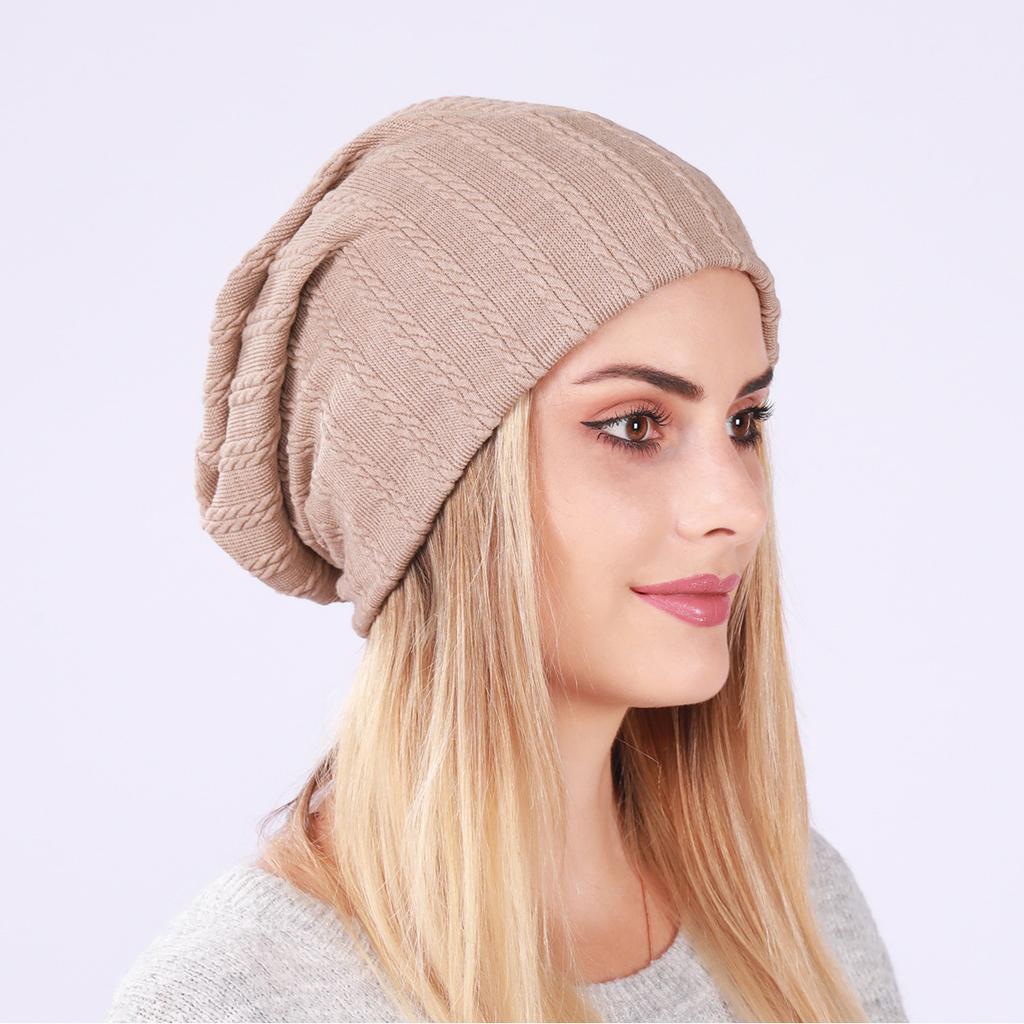 New Style Hemp Pattern Pullover Hat for Men and Women Spring and Autumn Thin Double Layered Turban Hat  Cotton Solid Color Pile Hat