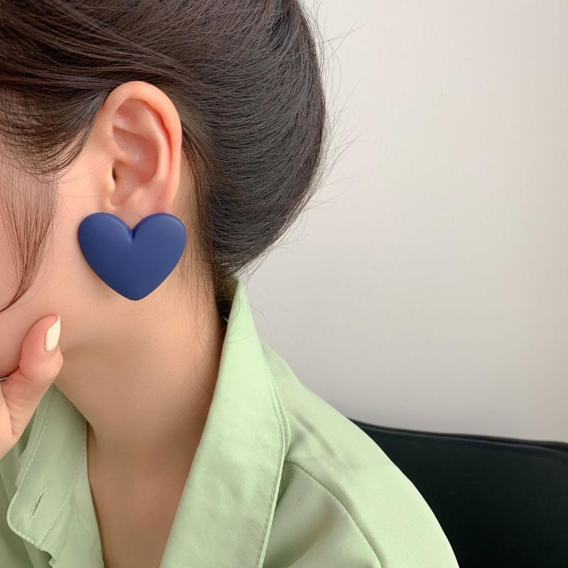 Semplici Orecchini a Forma di Cuore Color Caramella Moda e Carini Orecchini Geometrici a Forma di Cuore in Acrilico Verniciato a Spruzzo Orecchini da Ragazza