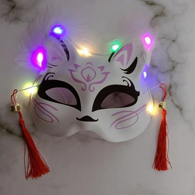 Zábavná svítící LED maska Anime Rave kostým Kočičí masky Cosplay rekvizity Poloviční obličejová maska Párty