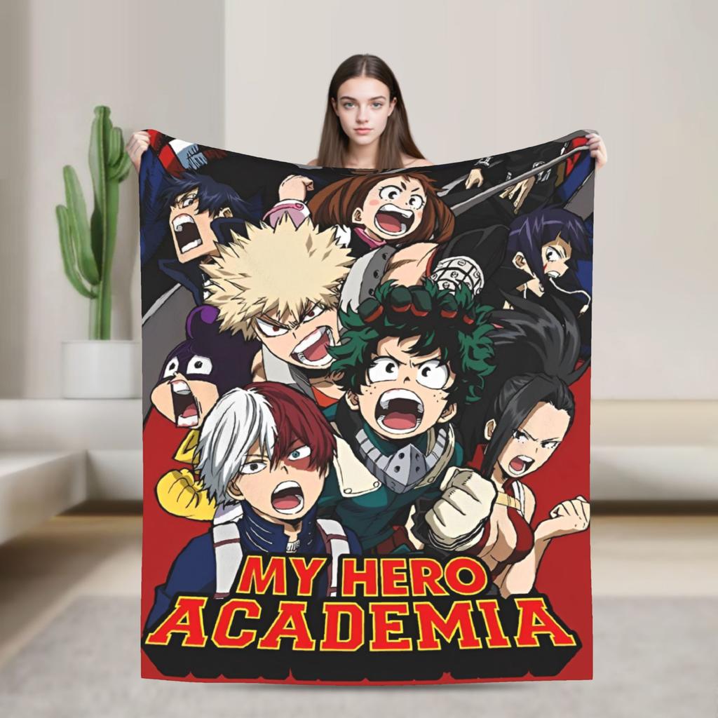 Deka My Hero Academia Anime Fleece Vtipná Prodyšná Přehozovádeka na Postel Pohovku Jaro Podzim