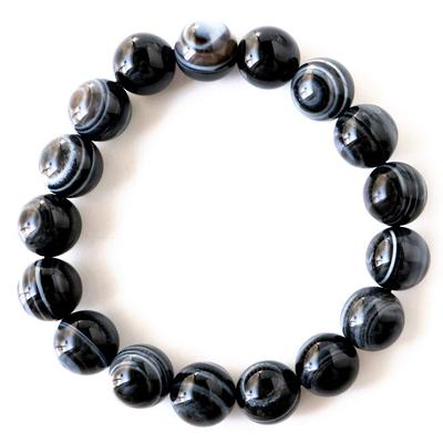 [GOLD STONE] AAA Tibetan Eye Bracelet, 12mm, Power Stone, Natural Stone, Prayer Beads, Inner Diameter: Approx. 21cm