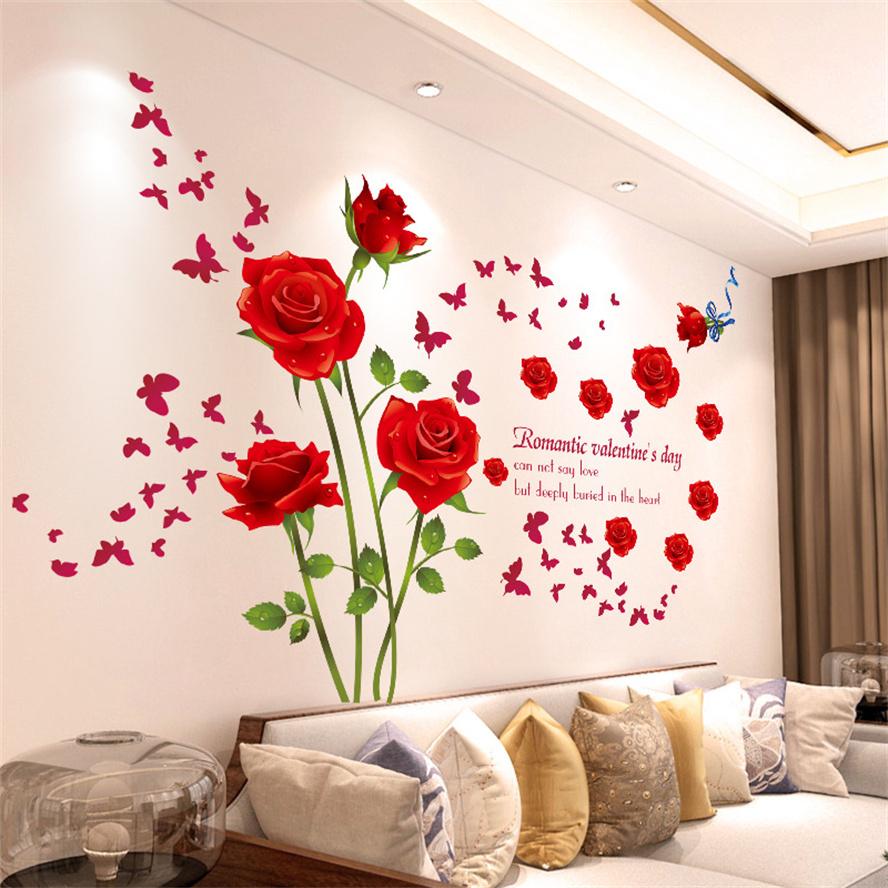 3D Butterfly Flower Colorful Wall Stickers Living Room Decor Bedroom Bathroom Bedside Wall Wallpaper Home Beautify Decoration