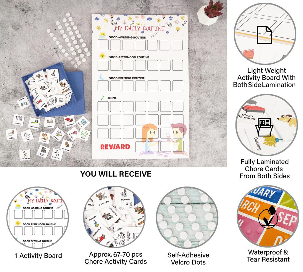 Inkdotpot Checkliste für die täglichen Aufgaben der Kinder, To-Do-Liste – Tagesablauf – Aufgabenplan – Checkliste für Morgens/Abends