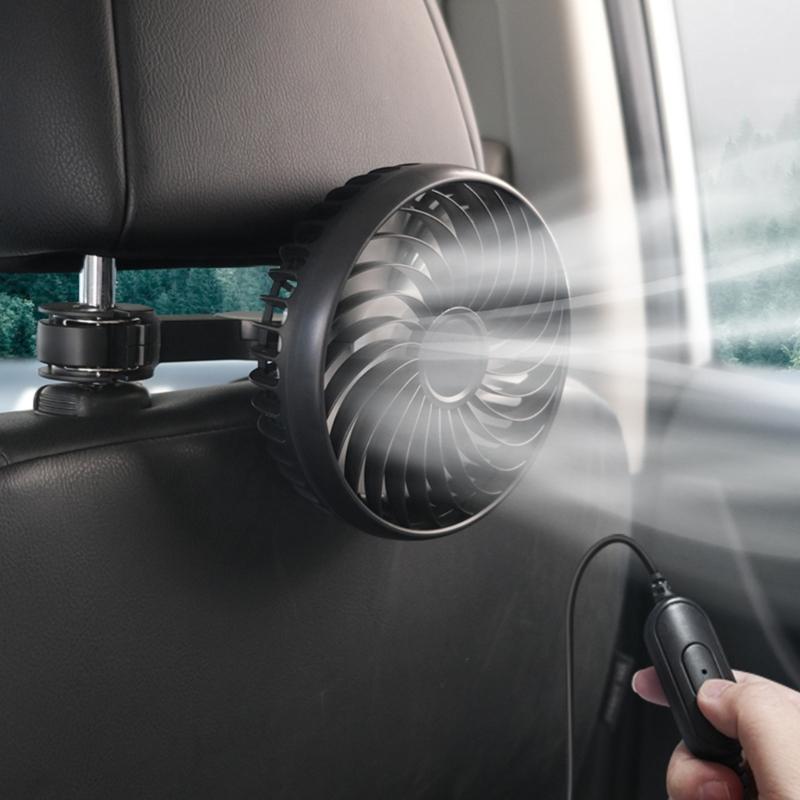 USB Powereds Car Seat Cooling Fan 3 Wind Modes ABS Blade Headrest USB Fan For Rear Passenger Comfort