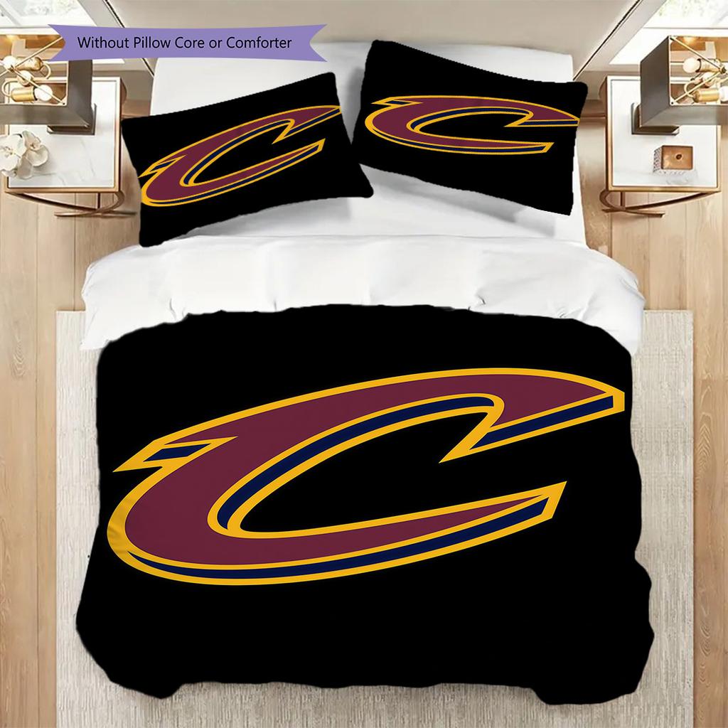Cleveland Cavaliers Bold Emblem Three-piece set(1 * duvet cover + 2 * pillowcase, without core) Soft and comfortable Duvet cover and pillowcase