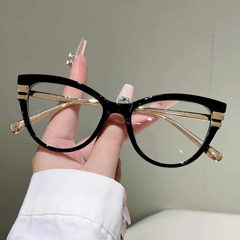 KAMMPT Cat Eye Glasses Women Fashion Patchwork Rim Optical Frames Trendy Vintage Brand Design Blue Light Blocking Eyewear