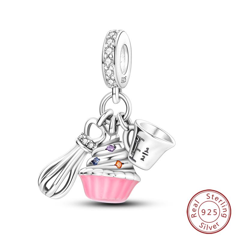 Copper Little Bear Soft Candy Coffee Strawberry Cake Afternoon Tea Charms Beads Fit Qikaola Bracelets Diy Jewelry