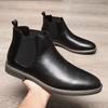 Mens British Style Leather Boots High Top Martin Boots Fashionable Big Size Shoes for Winter Autumn