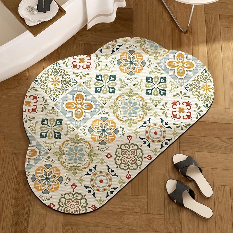 American Retro Diatomaceous Earth Bathroom Floor Mat - Absorbent, Non-Slip, Stain & Wear Resistant, Easy Care for Toilet Entrance
