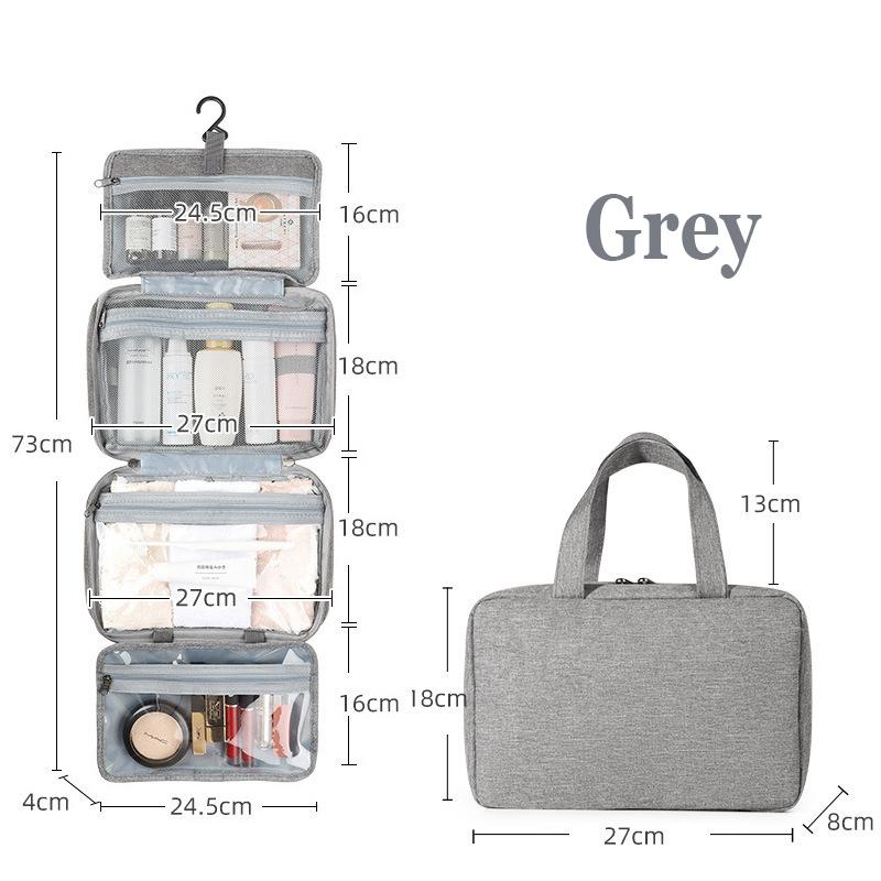 

Складная дорожная подвесная косметичка для макияжа, водонепроницаемая мужская и женская косметичка для хранения светло-серый