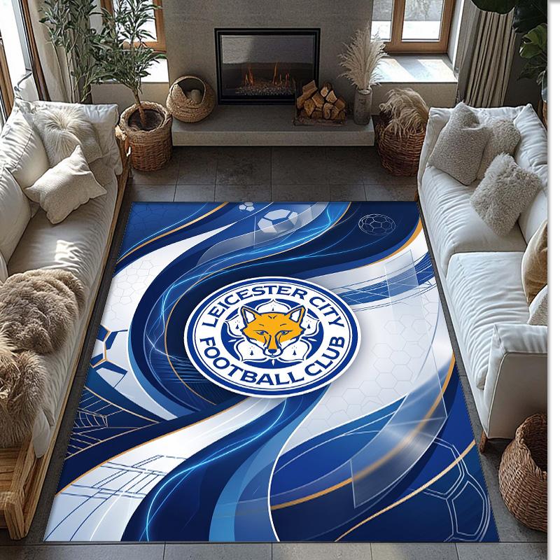 Leicester City Fußball Druck Kristall Samt Teppich, Bequemer Wasserabsorbierender Rutschfester Innenboden Teppich