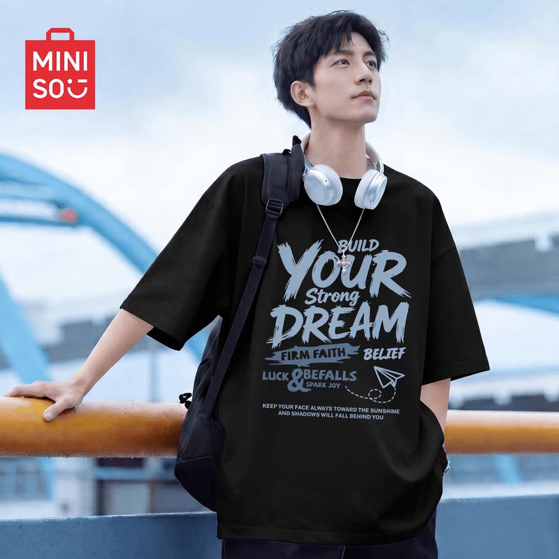 MINISO Men s Loose Fit Graphic Print Cotton T-Shirt M