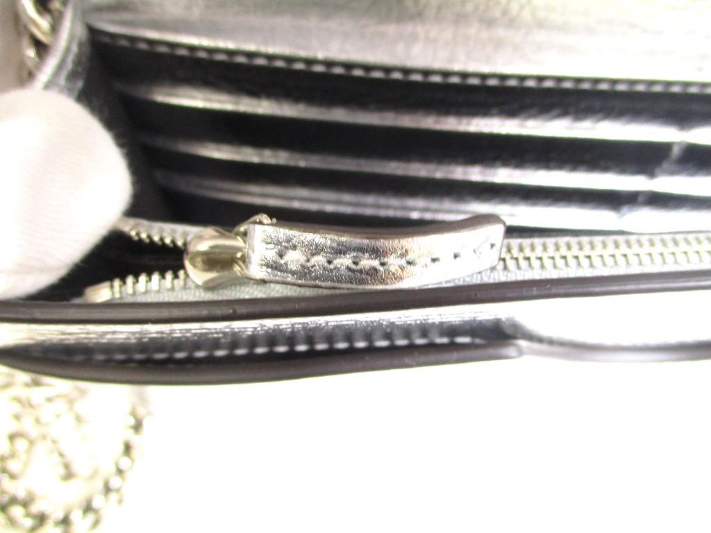 Authentische GUCCI GG Marmont Geldbörse mit Kette Silbernes Leder H/W Umhängetasche Tasche #b053 Vom Verkäufer überholt