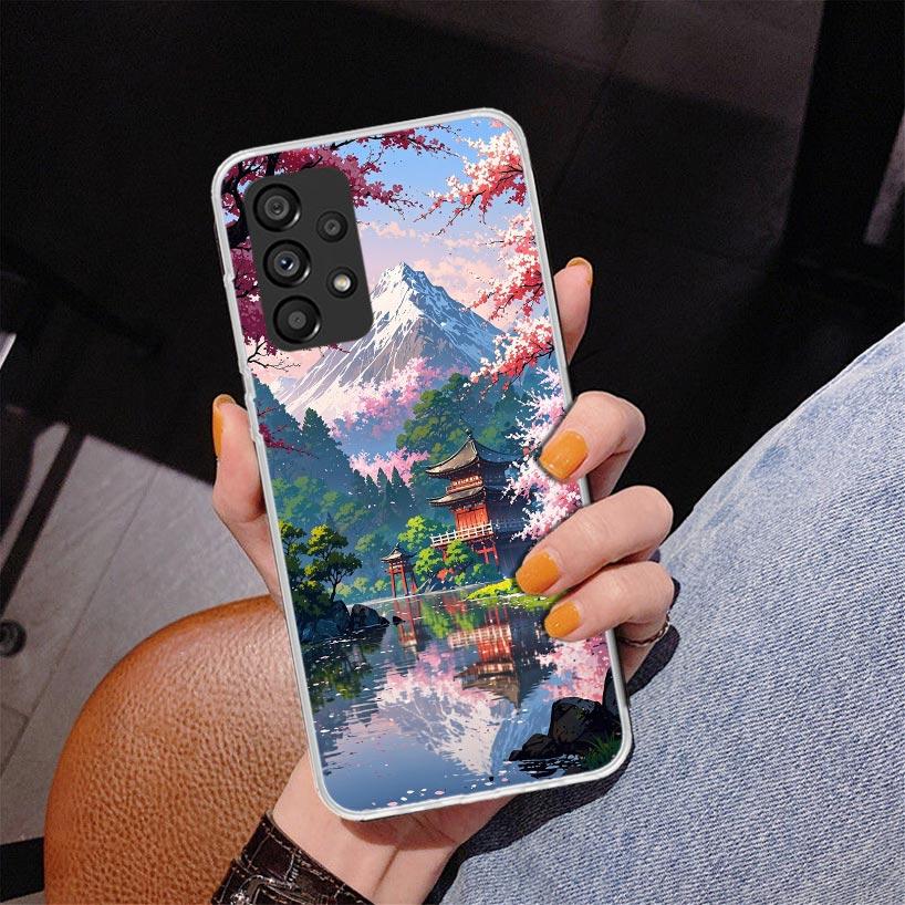Japanische Kirschblüte Mount Fuji Handyhülle Für Samsung Galaxy A52 A32 A22 A12 A51 A31 A50S A30S A20S A10S Note 20 Ultra 10 Plus S10 A