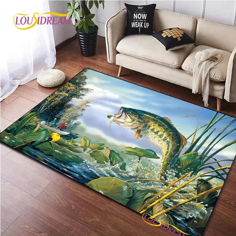 Fishing Enthusiast Carpet for Living Room Sofa Table Bedroom Rugs Home decor Kitchen washroom Indoor Outdoor Non-slip floor Mats