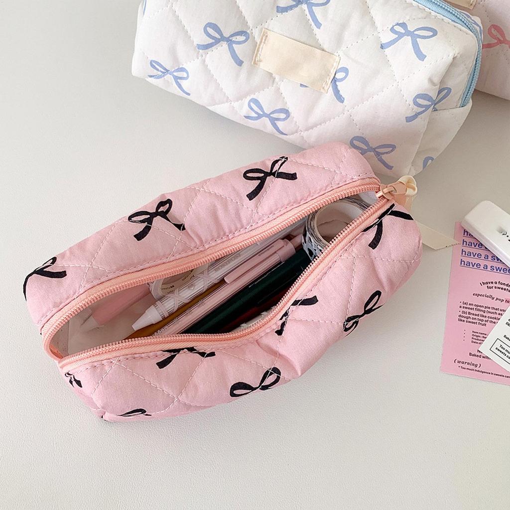 Potloodtas, Potloodtas met strik, Opbergtas voor meisjeskantoorbenodigdheden, Make-upkwasten tas, Organizer voor kantoorbenodigdheden met grote capaciteit
