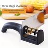 Kitchen Knife Sharpener 3 Stages Type Quick Sharpening Tool Multi-Functional Black  Knives Sharpening Stone With Non-slip Base