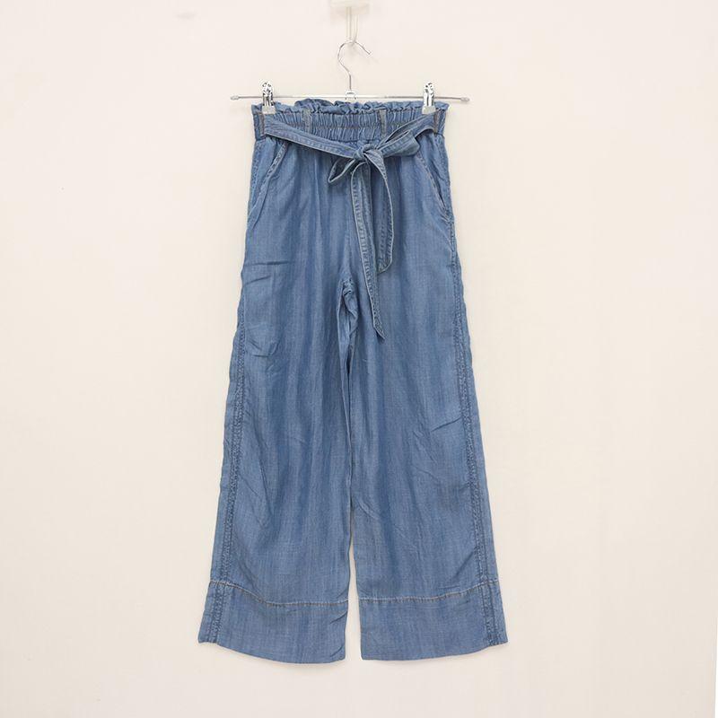 

European and American Single Spring Women s Clothes Bud Shaped Waist Lyocell Thin Straight Wide Leg Tencel Pants DD Blue 3X