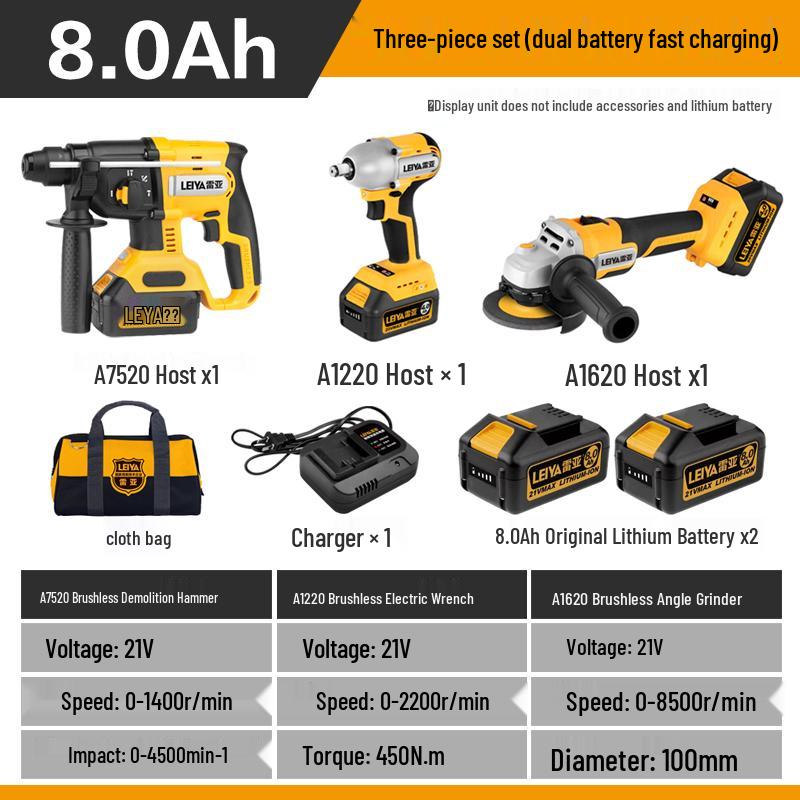 Reya A1620 High Power Brushless Angle Grinder, Lithium Battery Powered Cutting and Polishing Tool