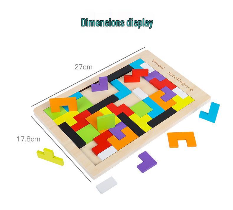 Tetris Wooden Jigsaw & Building Blocks Game - Educational Toys for Kids