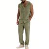 Completo casual da uomo con gilet senza maniche con cappuccio e pantaloni