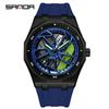 Sanda Men's Waterproof Alloy Car Wheel Design Silicone Wristwatch