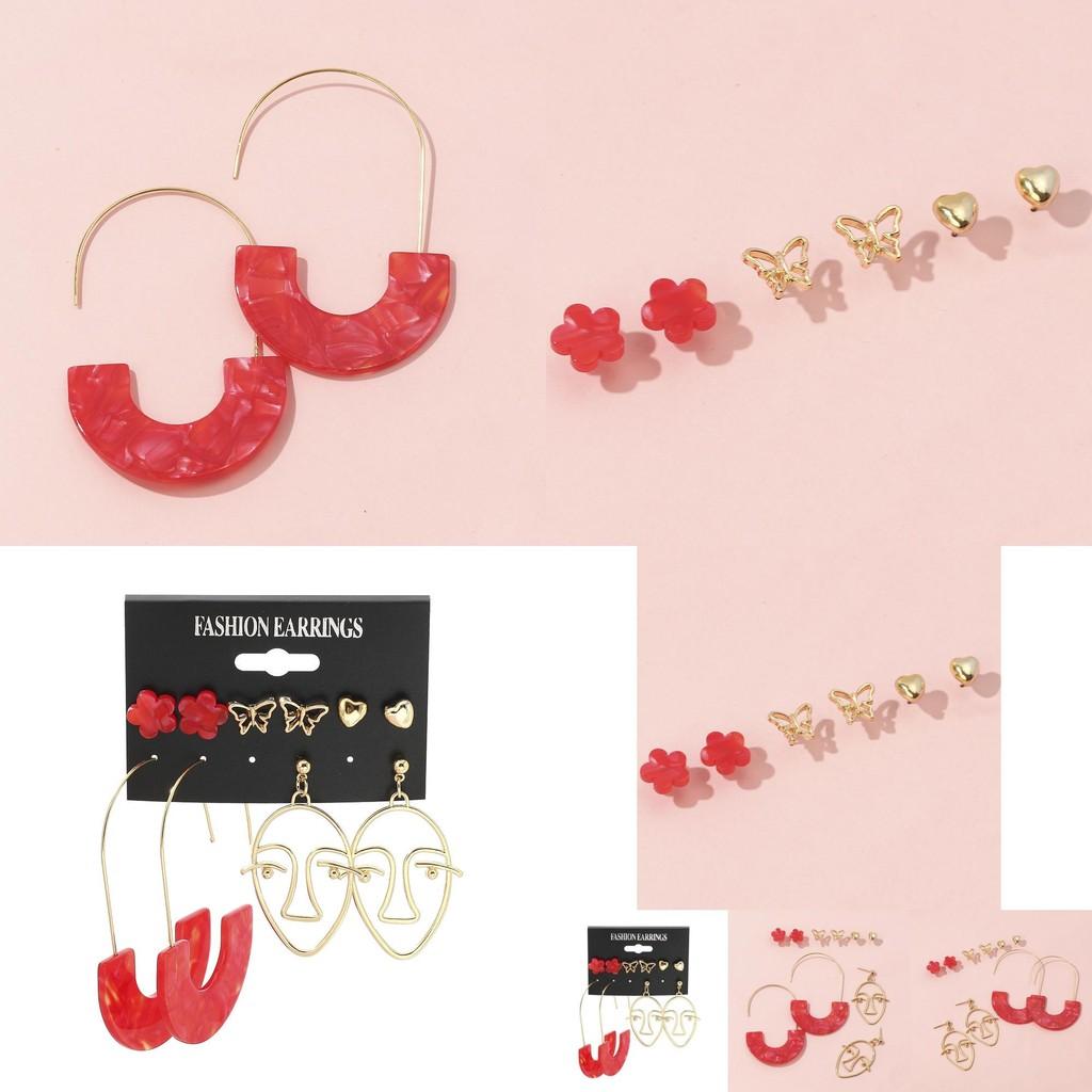 Stylish Alloy Cartoon Character Earrings Multiple Pairs On Card Perfect Gifts