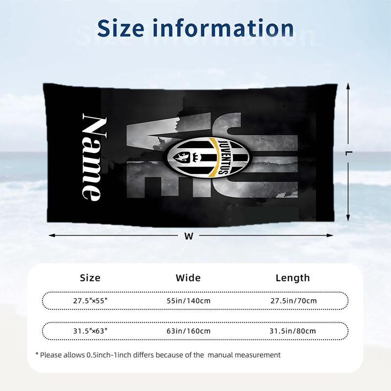 Juventus FC Custom Name Printed Beach Towel Personalized Soft Towel For Swimming Beach Travel