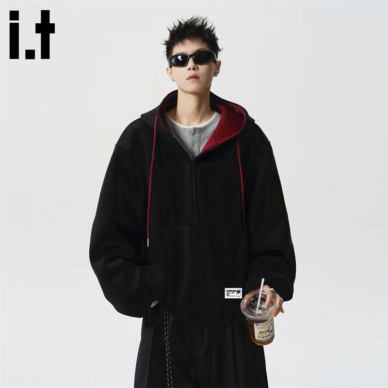 :CHOCOOLATE Heavyweight Colorblock Hooded Cardigan Jacket