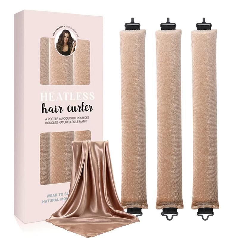 No-heat curling iron lazy sleep big wave belt 70cm silk scarf double hook type 3cm
